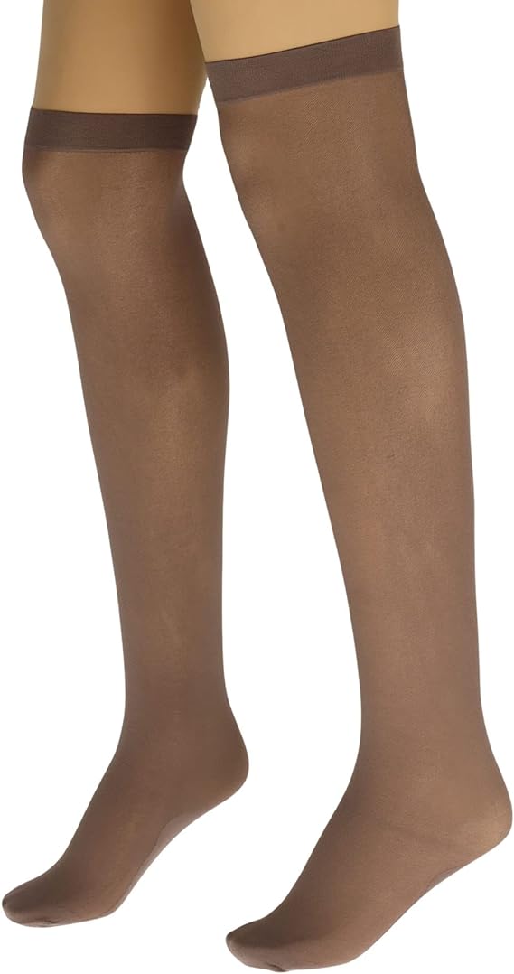 6 Pairs Women's Over The Knee Sheer Nylon Socks with Reinforced Base One Size