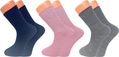 3 Pairs Women's Loose Fitting Acrylic Crew Socks Size 9-11 Soft and Cozy