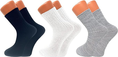 3 Pairs Women's Loose Fitting Acrylic Crew Socks Size 9-11 Soft and Cozy