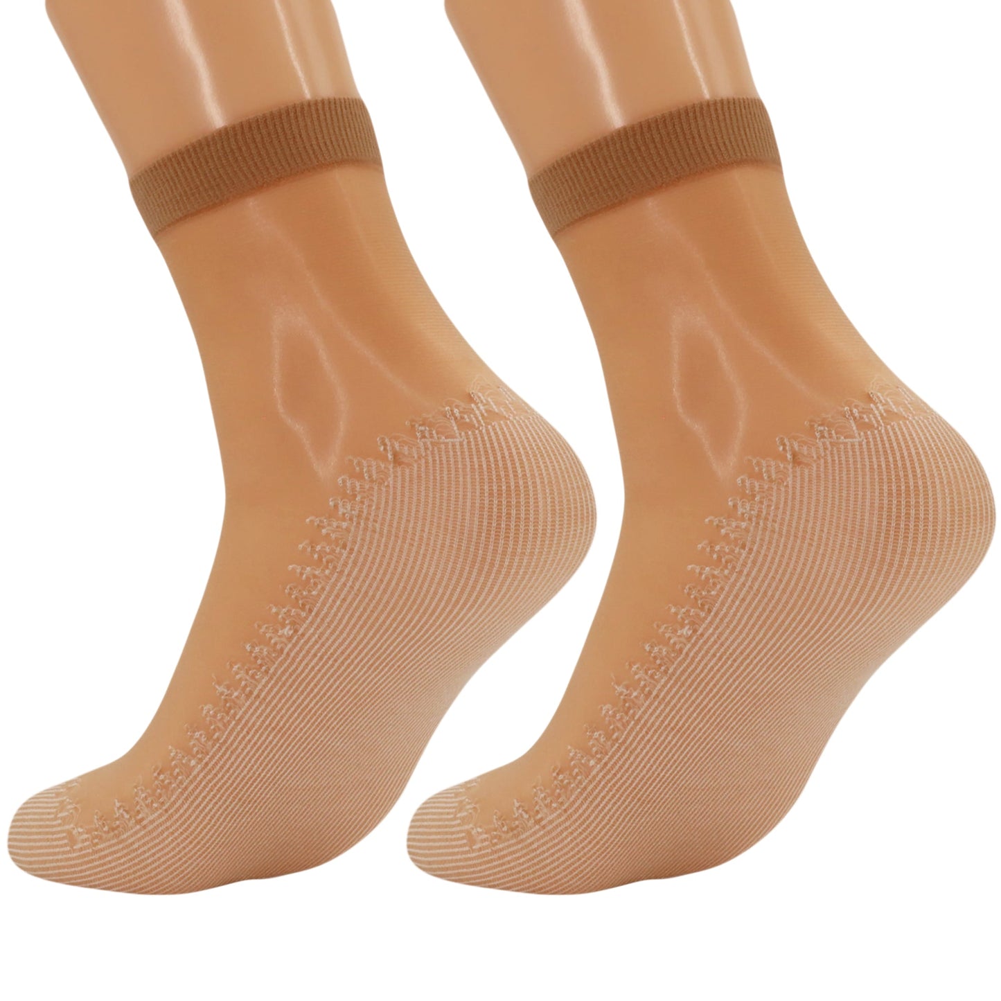 3 Pairs Women's Anti-Slip Sheer Ankle Socks with Cotton Sole and Reinforced Toe