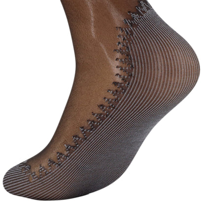 3 Pairs Women's Anti-Slip Sheer Ankle Socks with Cotton Sole and Reinforced Toe