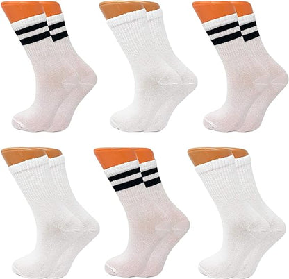 Women's Tennis Crew Socks, Extra Thin and Breathable, 6 Pairs, 85% Cotton
