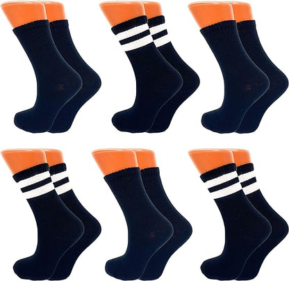 Women's Tennis Crew Socks, Extra Thin and Breathable, 6 Pairs, 85% Cotton