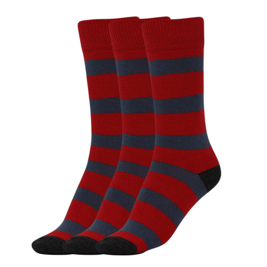 3 Pairs Women's Striped Cotton Crew Socks Size 9-11 Colorful Casual Socks