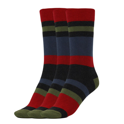 3 Pairs Women's Striped Cotton Crew Socks Size 9-11 Colorful Casual Socks