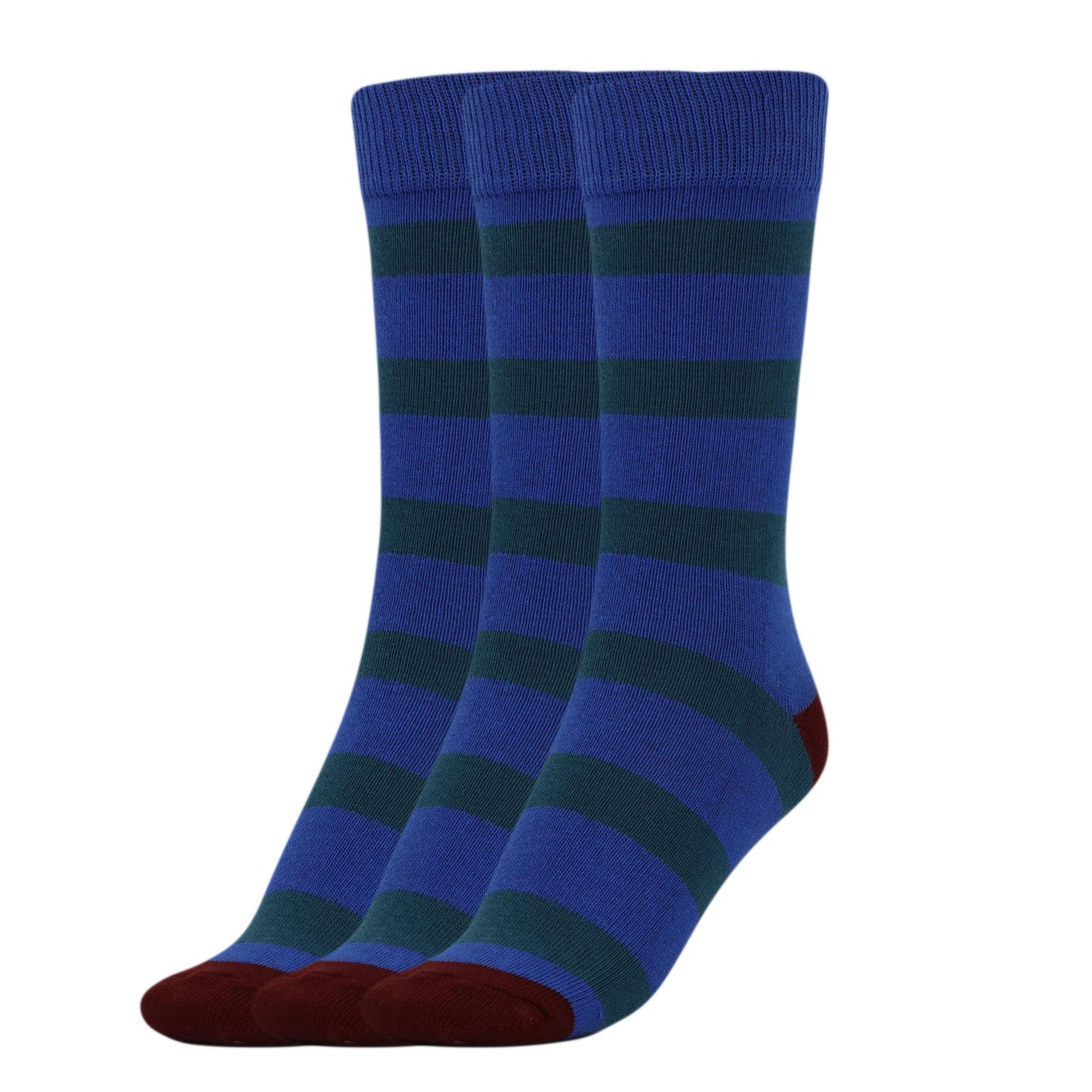 3 Pairs Women's Striped Cotton Crew Socks Size 9-11 Colorful Casual Socks