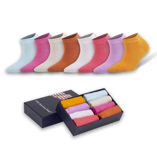 Women's Bamboo Low Cut Ankle Socks Size 6-9 Soft Thin Casual 8 Pairs with Gift Box